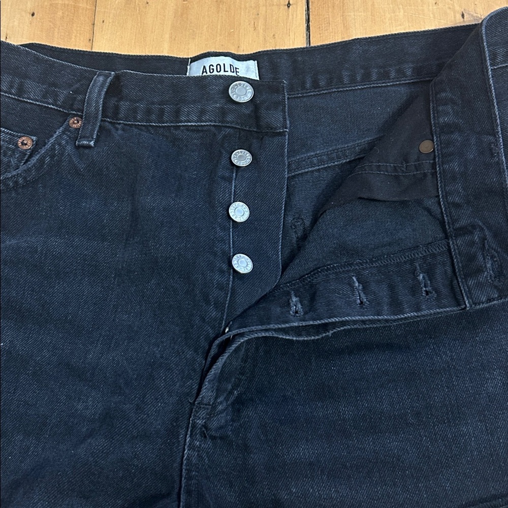 Agolde Black Denim Jean Shorts - Picture 8 of 9